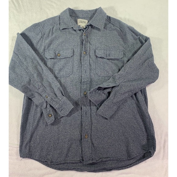 Field & Stream Mens Large Button Up Blue Heavy Flannel Outdoor Casual Adult - Picture 1 of 8